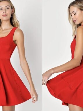 Lulu's Vibrant Red Sleeveless Fit & Flare Mini Dress